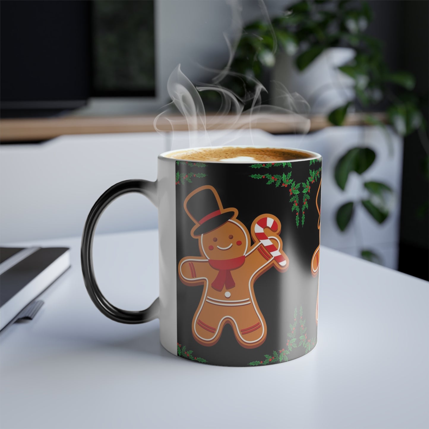 Gingerbread Man Color-Changing Mug, Holiday Gift, Christmas Decor, Creative Coffee Mug, Family Surprise, Festive Kitchenware