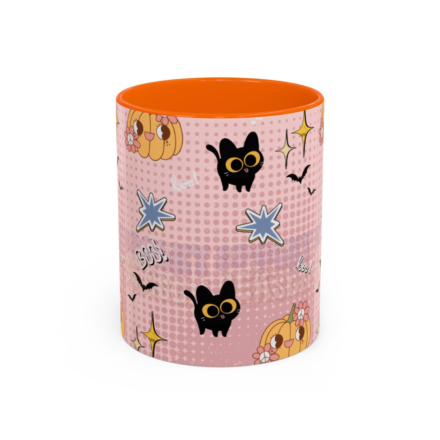 Whimsical Halloween Accent Coffee Mug, Cute Cat & Pumpkin Design, Perfect Gift for Cat Lovers, Holiday Decor, Spooky Season