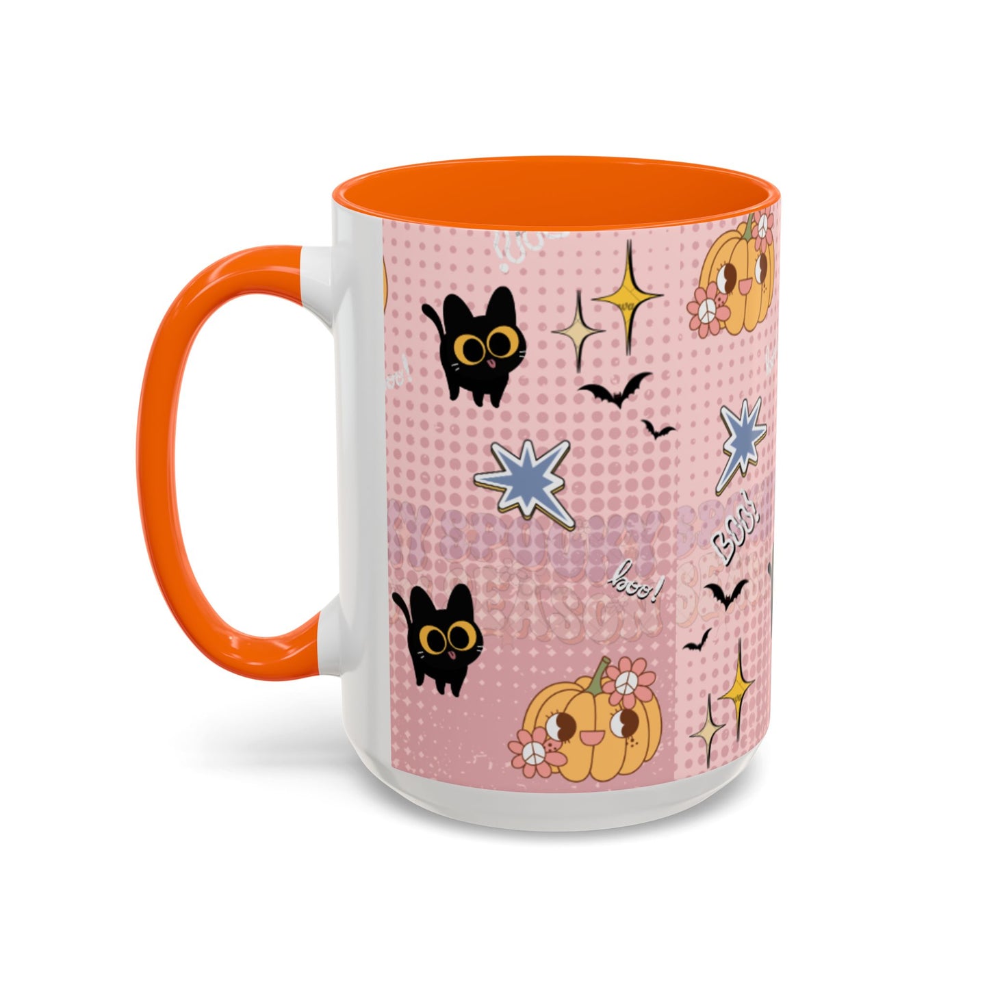Whimsical Halloween Accent Coffee Mug, Cute Cat & Pumpkin Design, Perfect Gift for Cat Lovers, Holiday Decor, Spooky Season