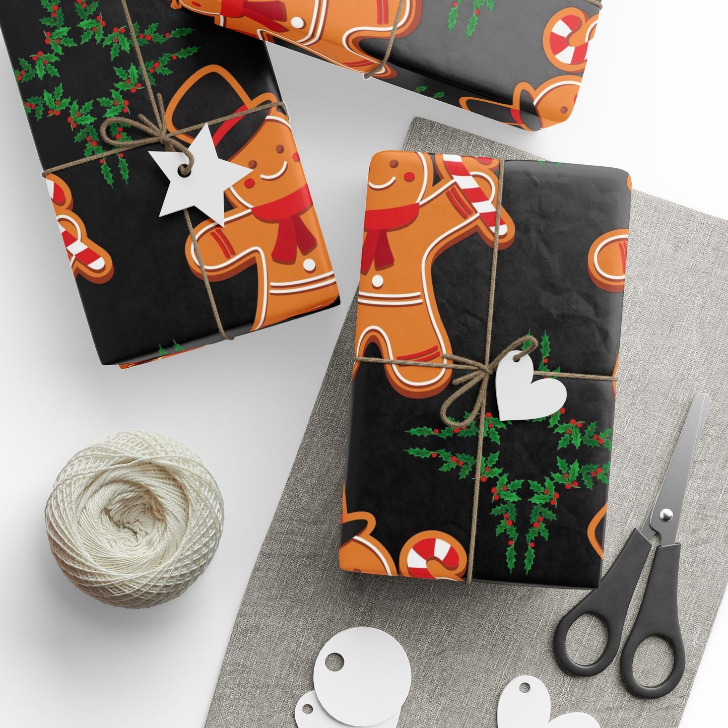 Festive Wrapping Paper - Holiday Cheer, Gift Wrap, Christmas Decor, Seasonal Wrap, Gingerbread Design, Reindeer Print, Celebration