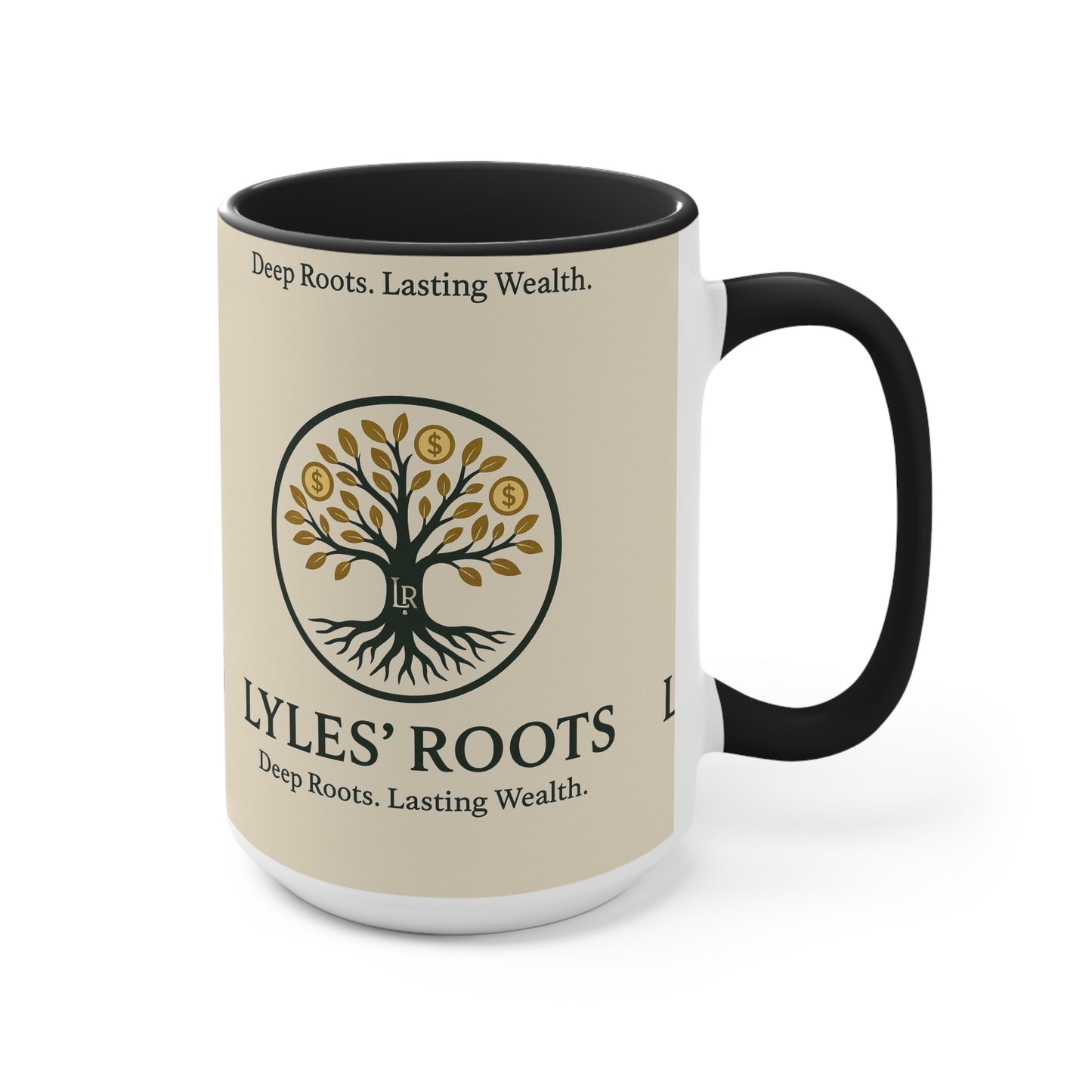 Lyles Roots of Wealth brand Accent Mug - Inspirational Coffee Cup for Financial Freedom, Gift for Entrepreneurs, Office Décor, Motivational Tea Cup