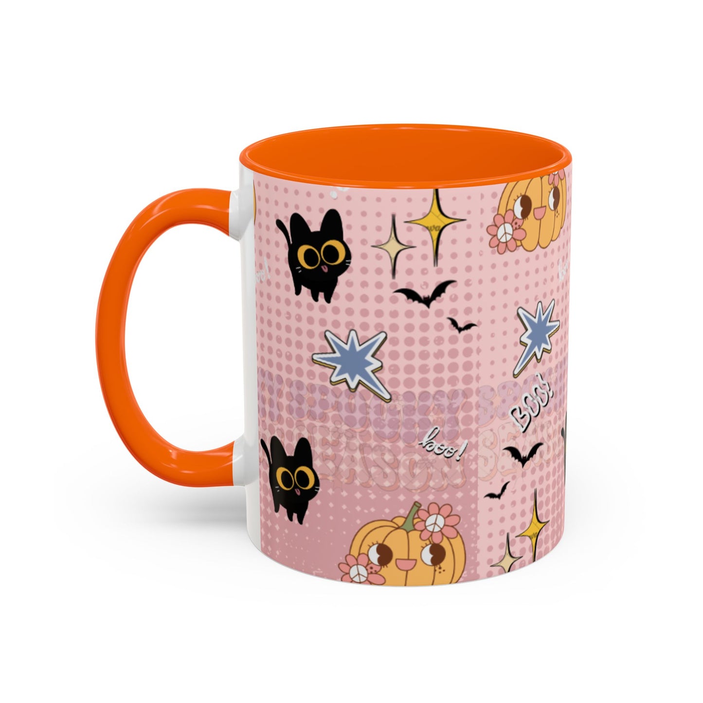 Whimsical Halloween Accent Coffee Mug, Cute Cat & Pumpkin Design, Perfect Gift for Cat Lovers, Holiday Decor, Spooky Season