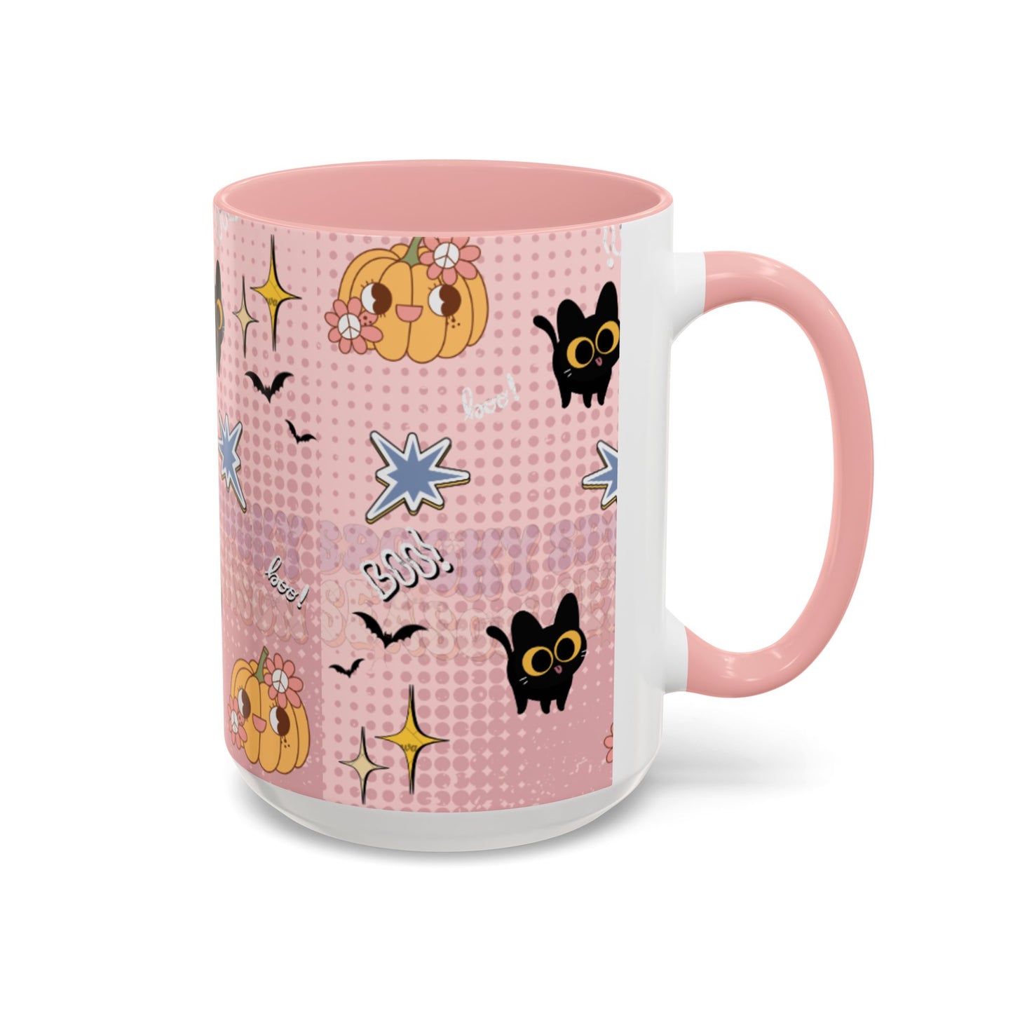 Whimsical Halloween Accent Coffee Mug, Cute Cat & Pumpkin Design, Perfect Gift for Cat Lovers, Holiday Decor, Spooky Season
