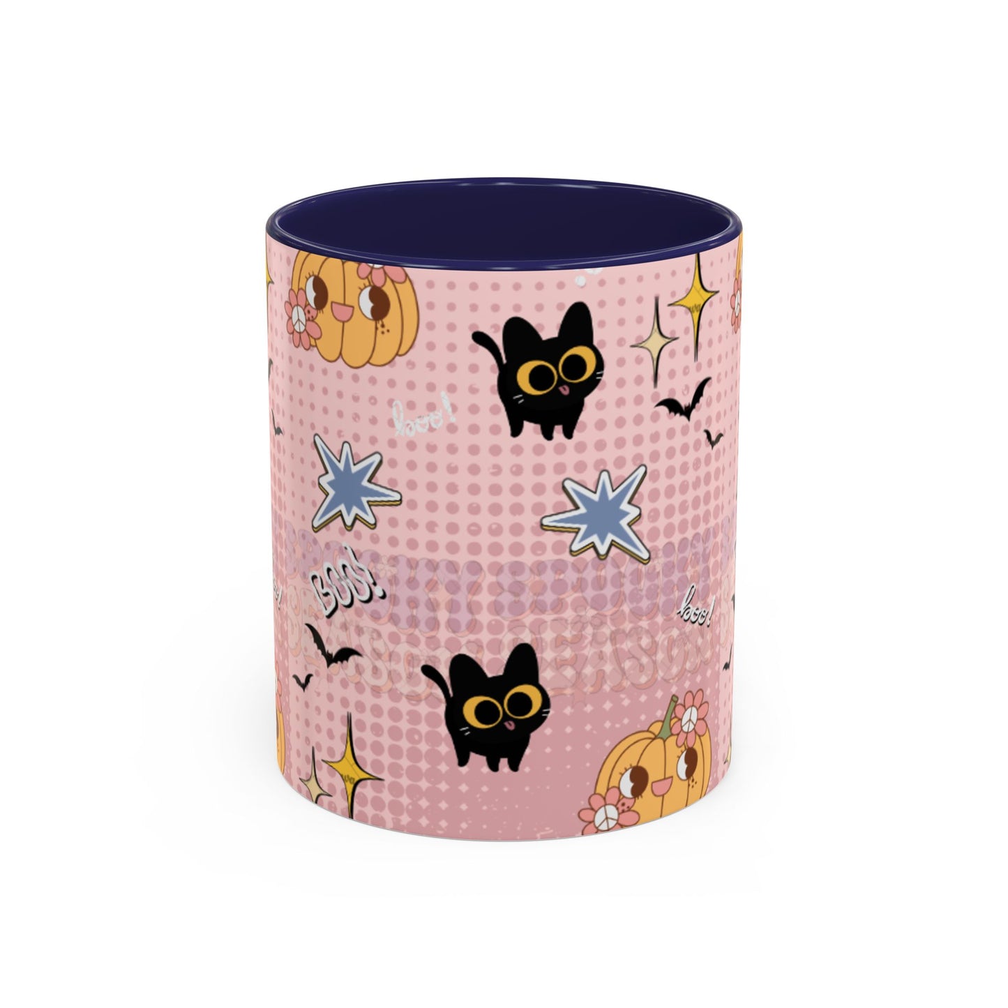 Whimsical Halloween Accent Coffee Mug, Cute Cat & Pumpkin Design, Perfect Gift for Cat Lovers, Holiday Decor, Spooky Season