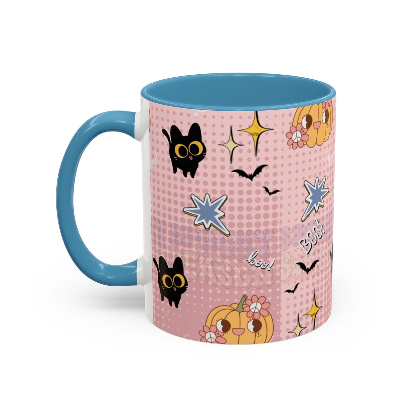 Whimsical Halloween Accent Coffee Mug, Cute Cat & Pumpkin Design, Perfect Gift for Cat Lovers, Holiday Decor, Spooky Season