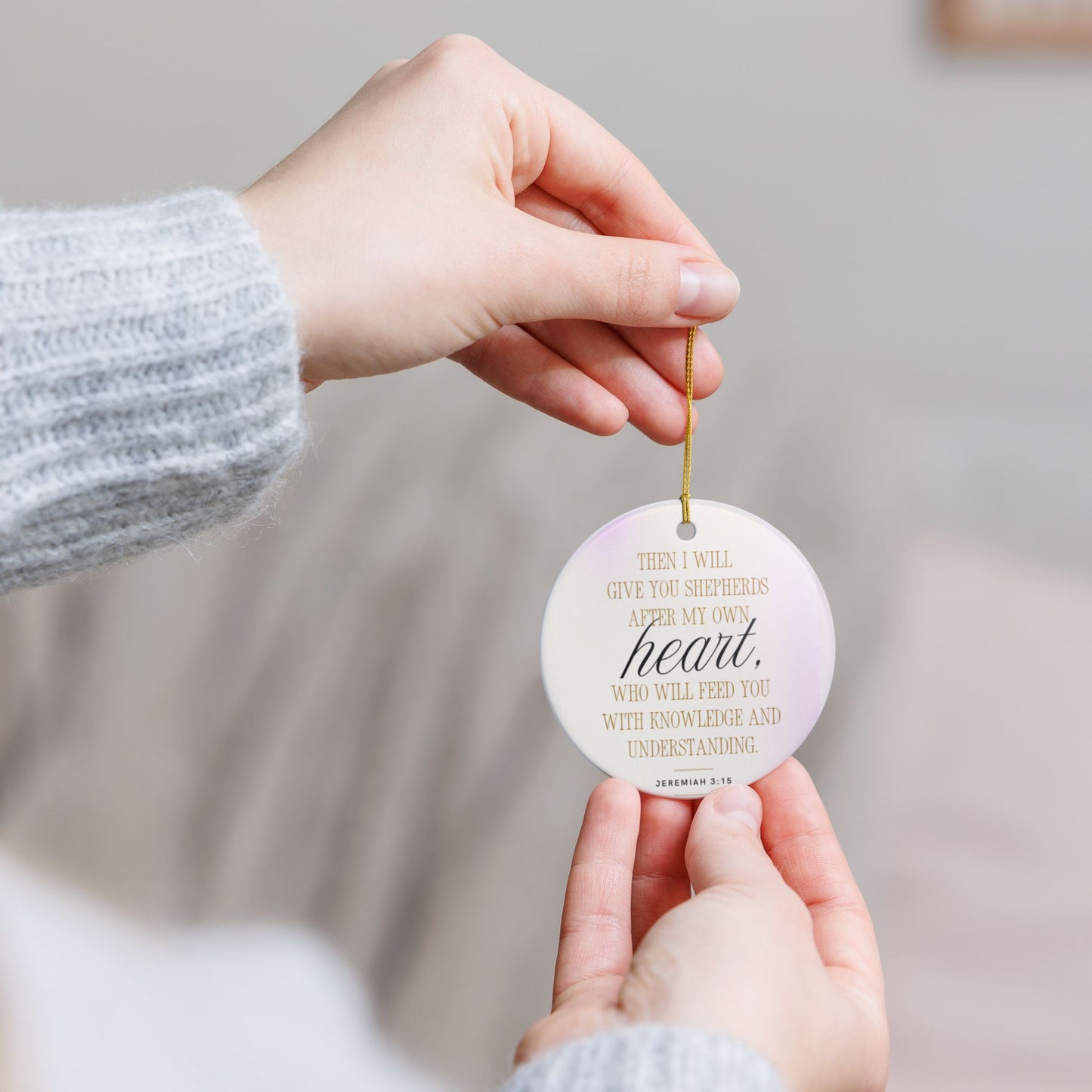 Heartfelt Ceramic Ornament with Inspirational Quote, Faith Gift, Home Decor, Religious Keepsake, Christmas Tree Decoration