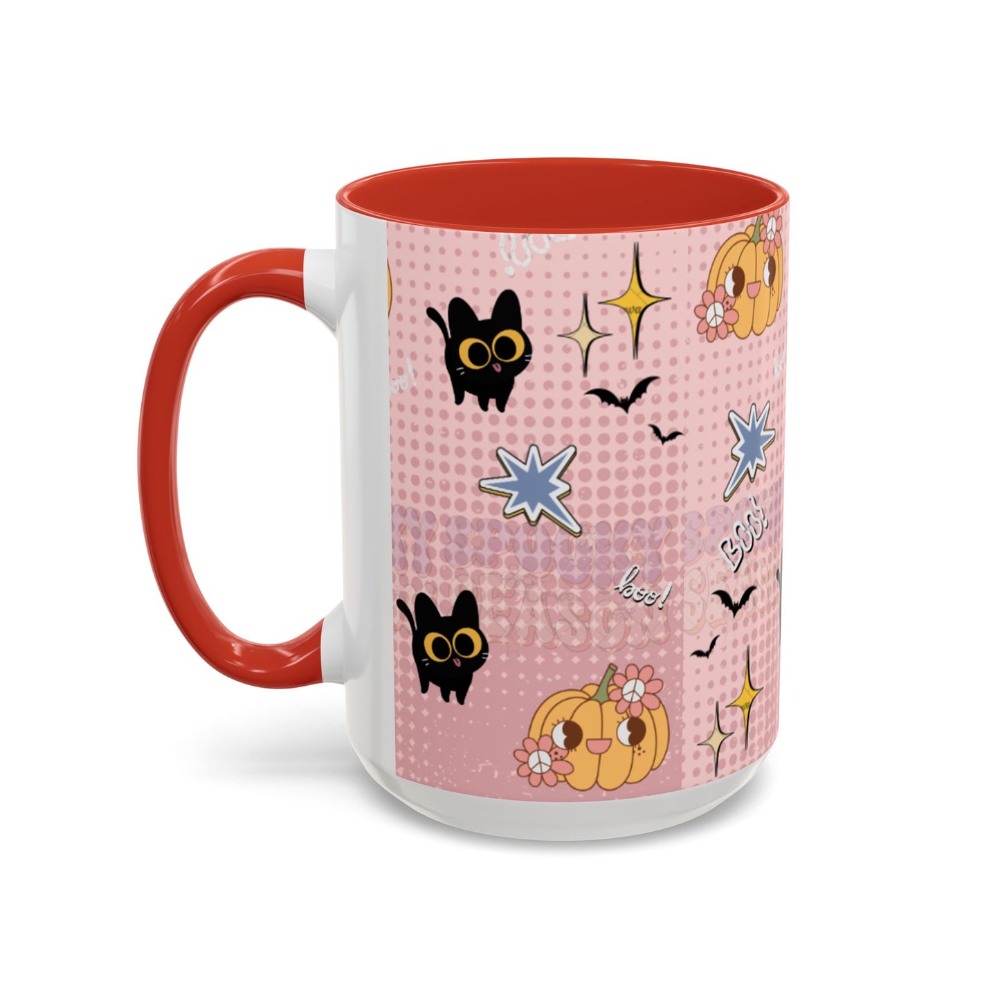 Whimsical Halloween Accent Coffee Mug, Cute Cat & Pumpkin Design, Perfect Gift for Cat Lovers, Holiday Decor, Spooky Season