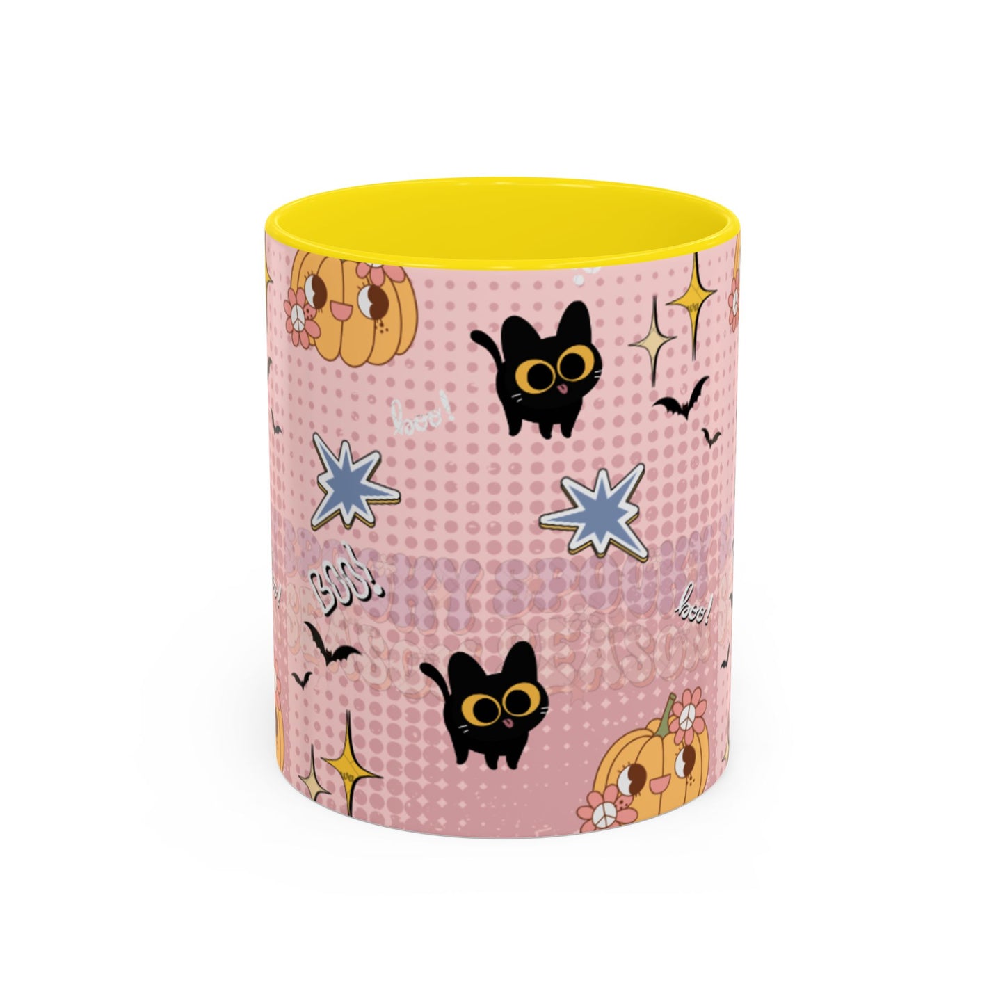 Whimsical Halloween Accent Coffee Mug, Cute Cat & Pumpkin Design, Perfect Gift for Cat Lovers, Holiday Decor, Spooky Season