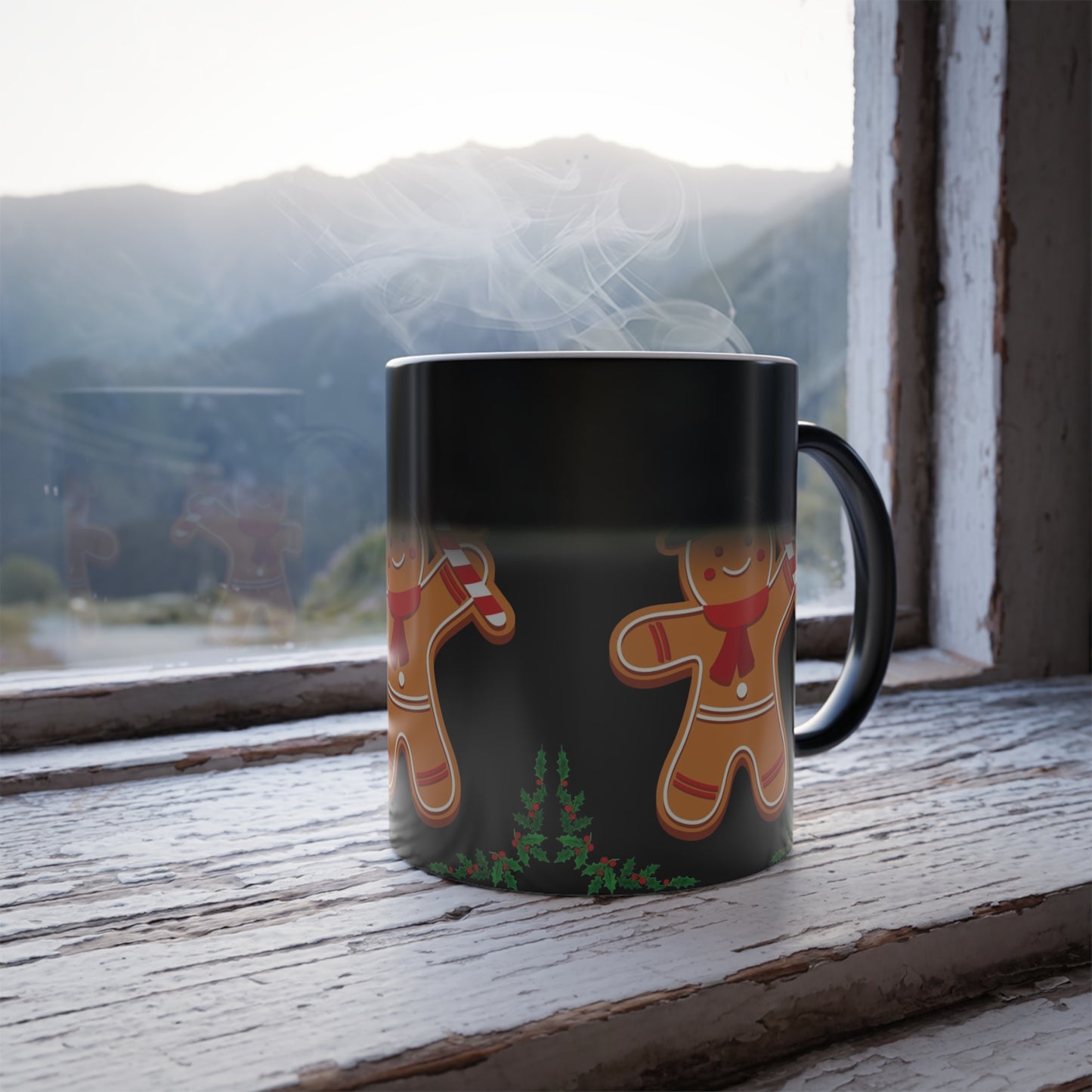 Gingerbread Man Color-Changing Mug, Holiday Gift, Christmas Decor, Creative Coffee Mug, Family Surprise, Festive Kitchenware