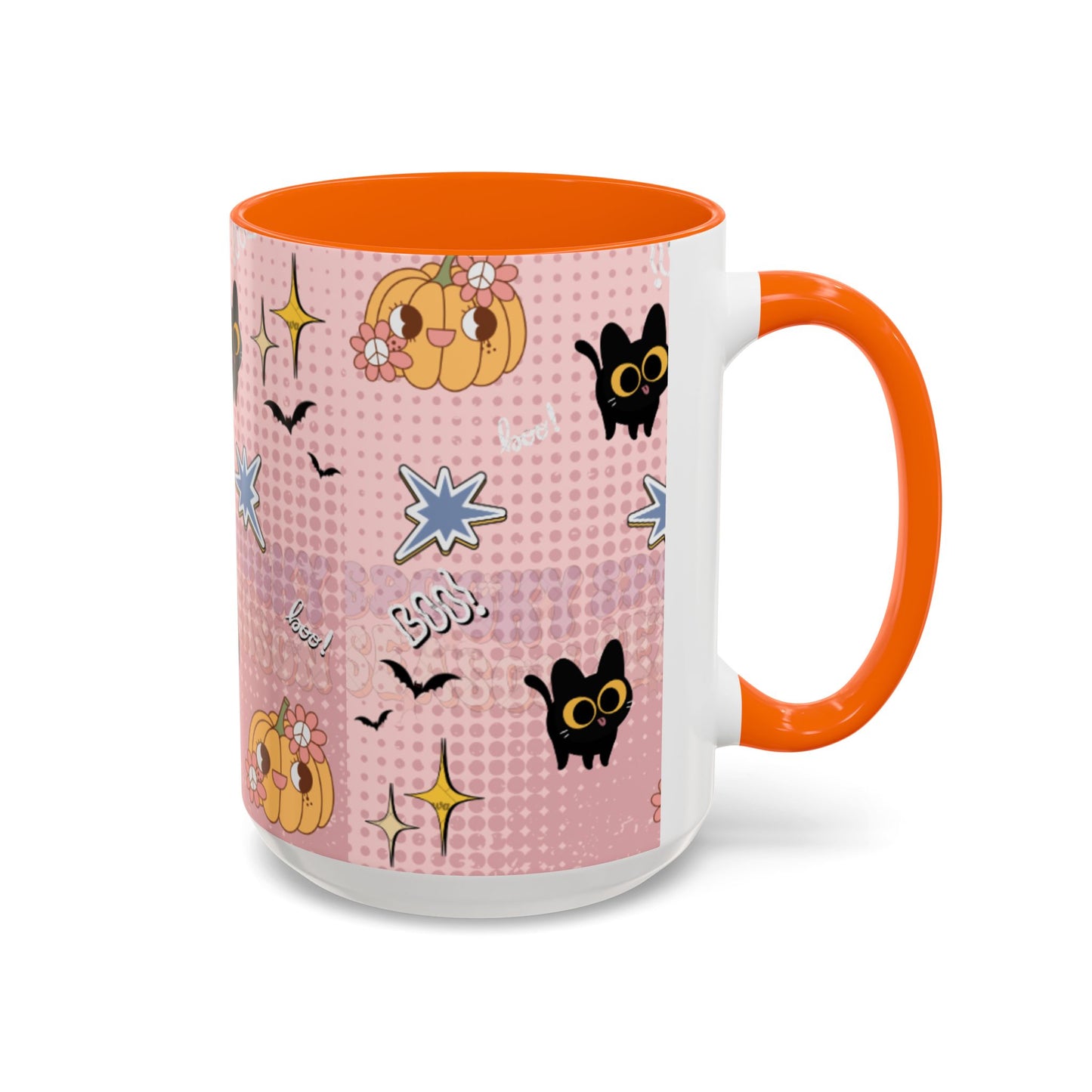 Whimsical Halloween Accent Coffee Mug, Cute Cat & Pumpkin Design, Perfect Gift for Cat Lovers, Holiday Decor, Spooky Season