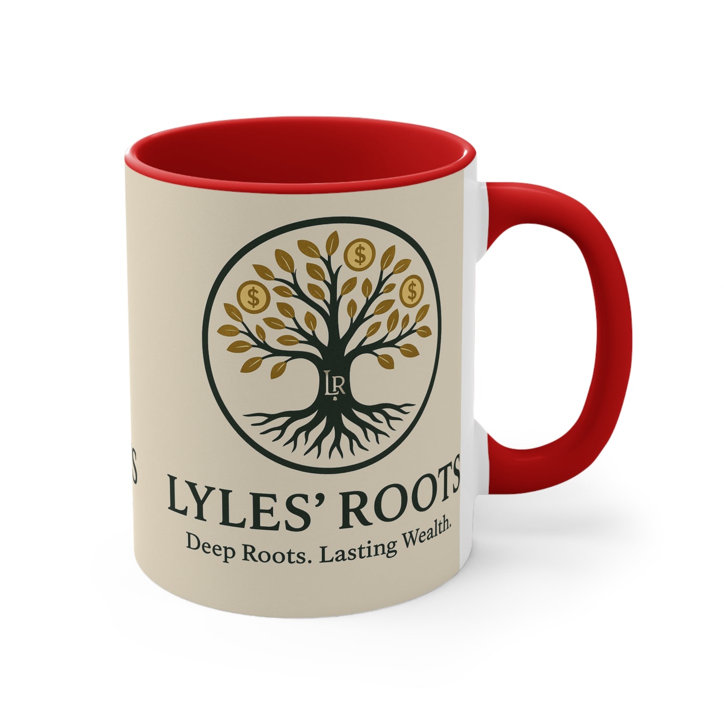 Lyles Roots of Wealth brand Accent Mug - Inspirational Coffee Cup for Financial Freedom, Gift for Entrepreneurs, Office Décor, Motivational Tea Cup