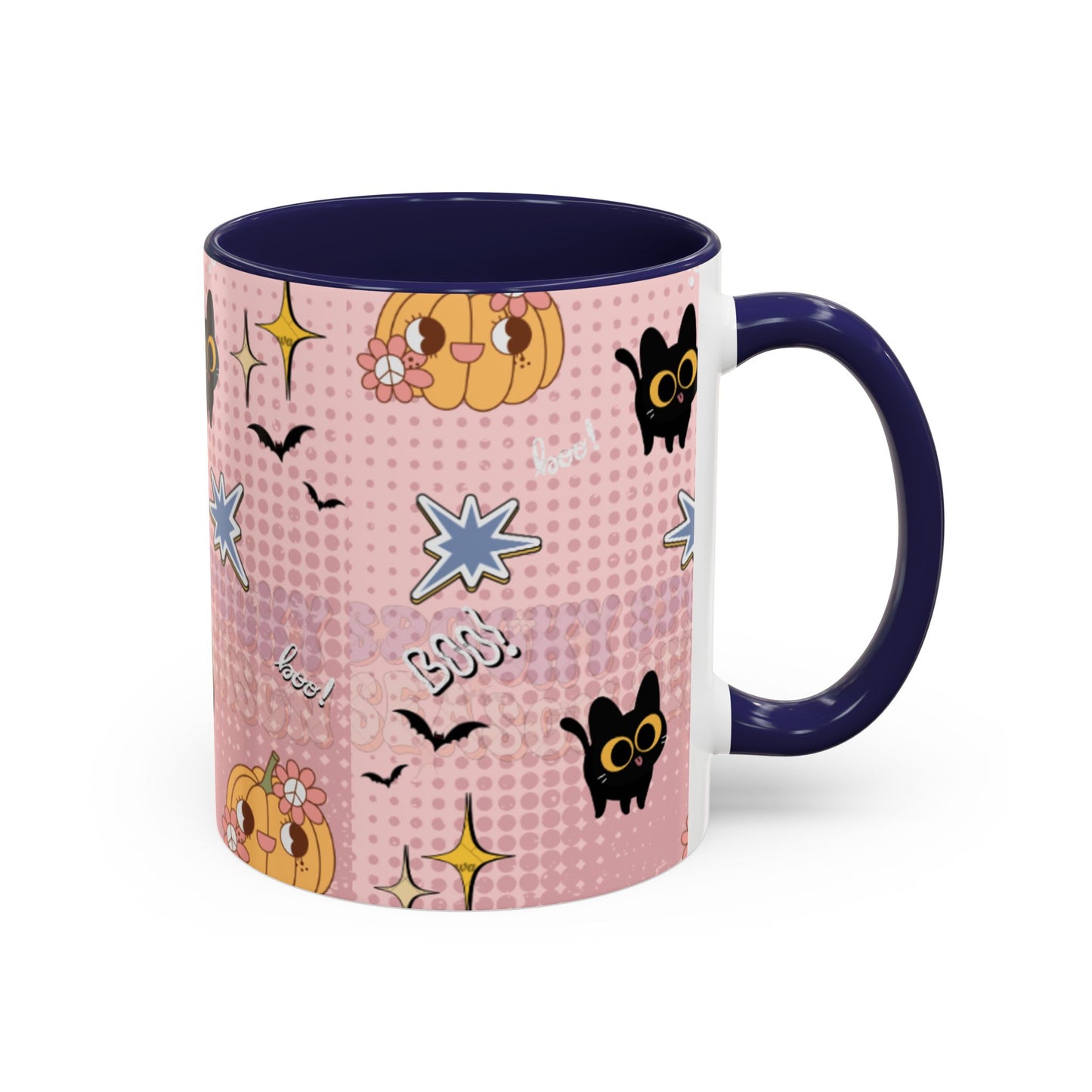 Whimsical Halloween Accent Coffee Mug, Cute Cat & Pumpkin Design, Perfect Gift for Cat Lovers, Holiday Decor, Spooky Season