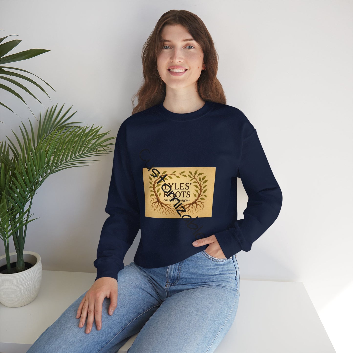 Vintage-Inspired Cozy Crewneck Sweatshirt — Customizable Embroidery