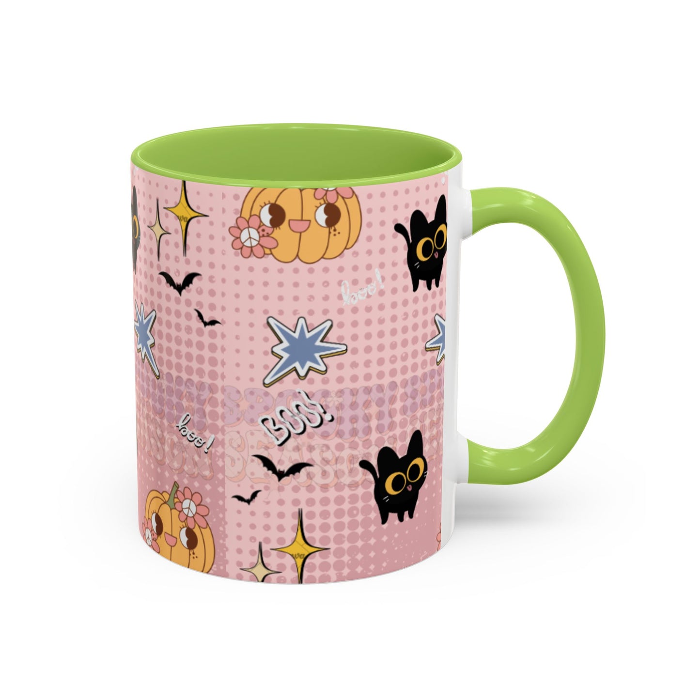 Whimsical Halloween Accent Coffee Mug, Cute Cat & Pumpkin Design, Perfect Gift for Cat Lovers, Holiday Decor, Spooky Season