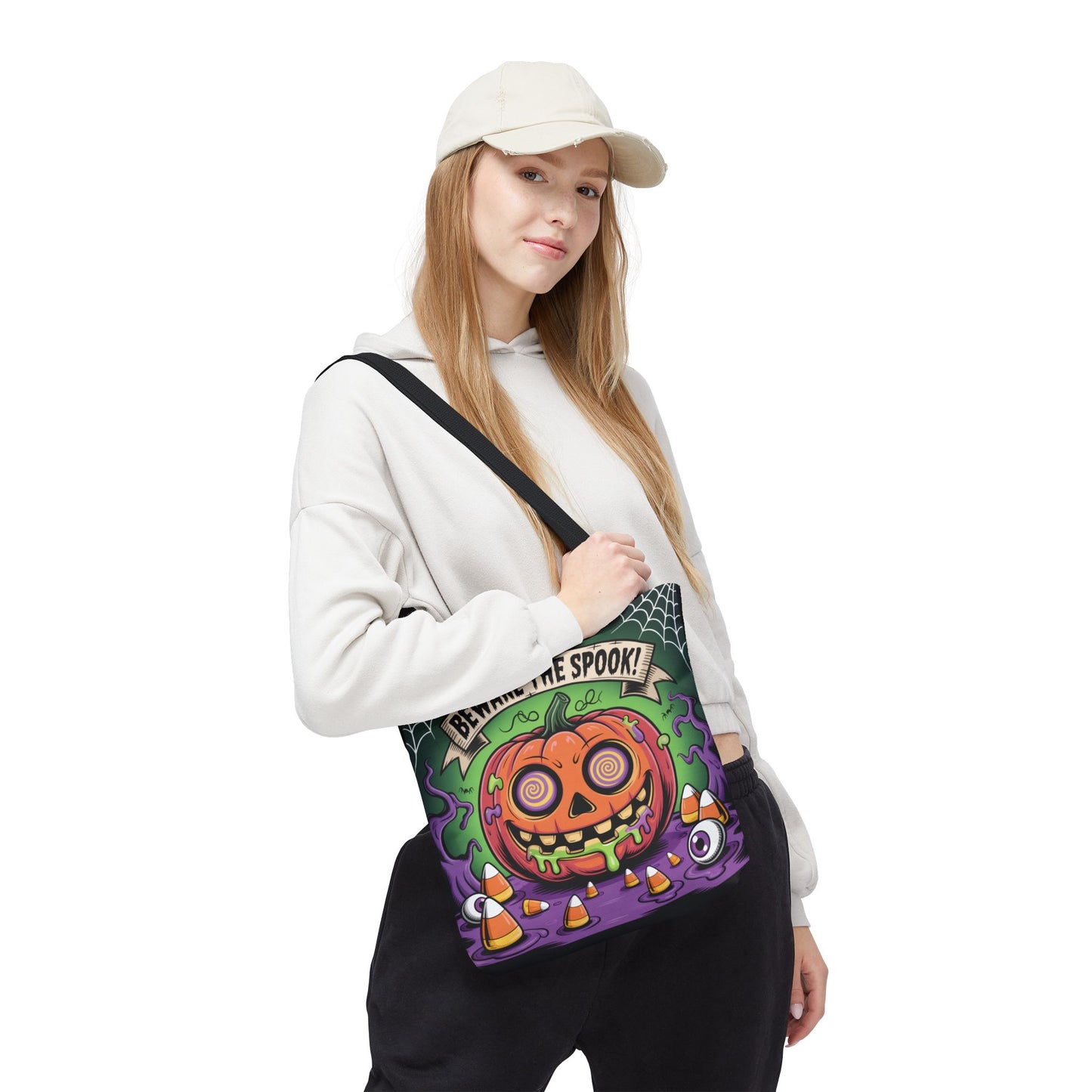 Halloween Tote Bag - Scary Fun, Trick or Treat, Pumpkin Design, Reusable Shopping Bag, Fall Decor, Spooky Spirit