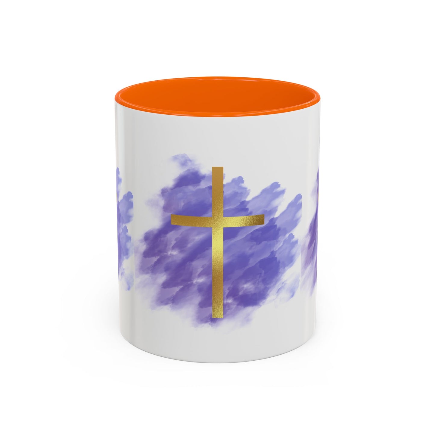 Faith-Inspired Accent Coffee Mug with Golden Cross, Religious Gift for Friends and Family, 11oz 15oz, Inspirational Church Mug, [...]