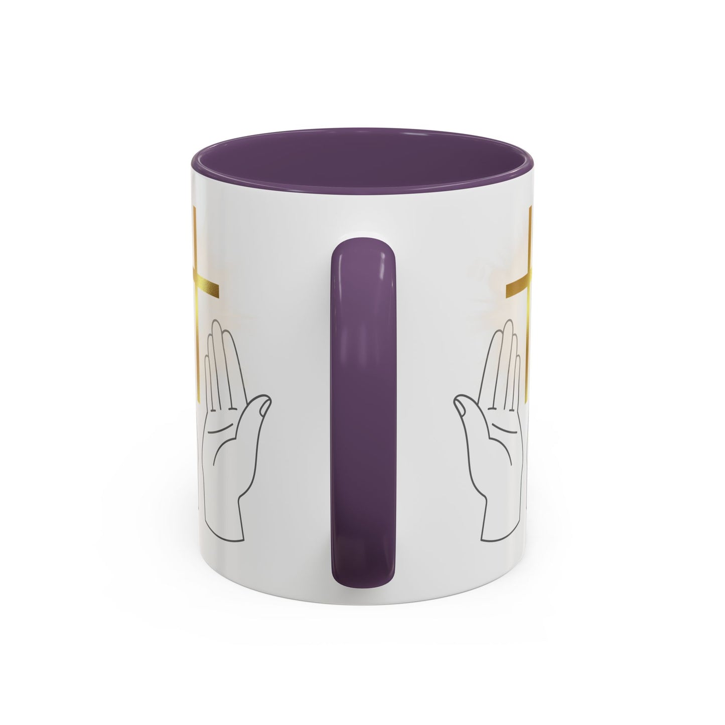 Faith-Inspired Accent Coffee Mug with Hands and Cross - Perfect Gift for Spiritual Gatherings, Daily Motivation, and Religious Celebrations