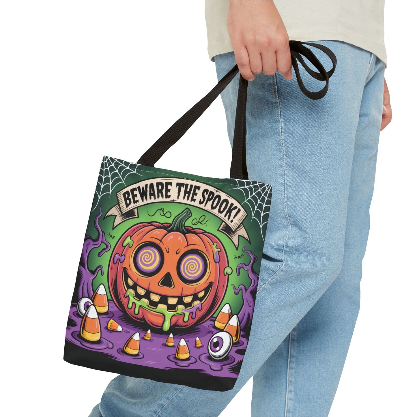 Halloween Tote Bag - Scary Fun, Trick or Treat, Pumpkin Design, Reusable Shopping Bag, Fall Decor, Spooky Spirit