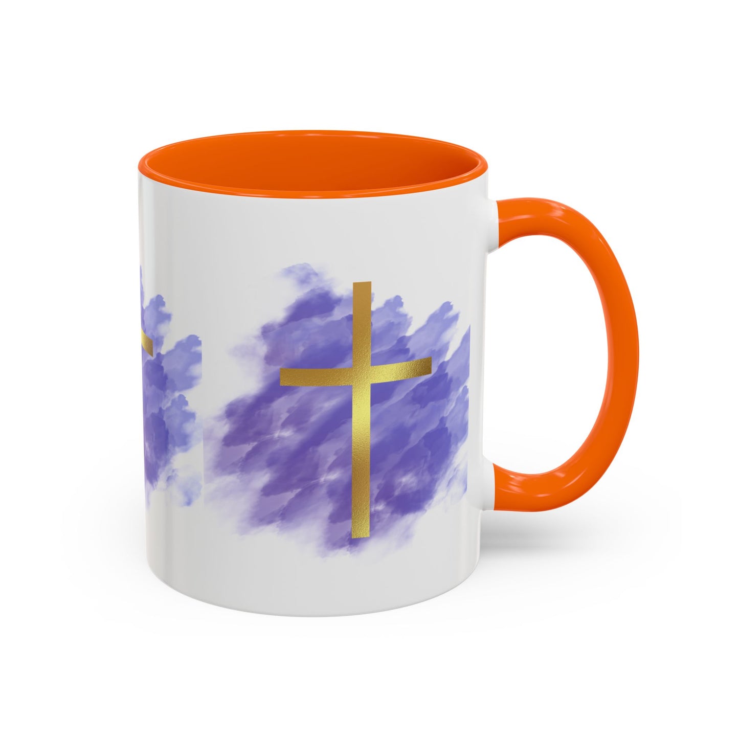 Faith-Inspired Accent Coffee Mug with Golden Cross, Religious Gift for Friends and Family, 11oz 15oz, Inspirational Church Mug, [...]