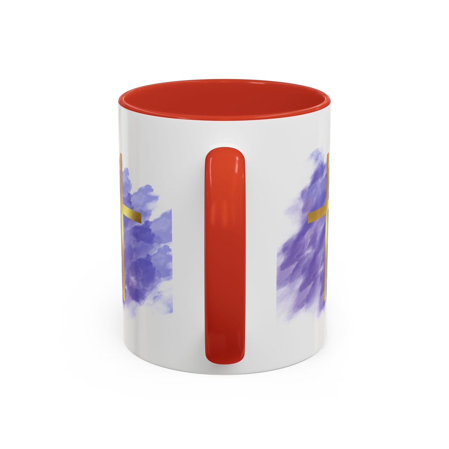 Faith-Inspired Accent Coffee Mug with Golden Cross, Religious Gift for Friends and Family, 11oz 15oz, Inspirational Church Mug, [...]