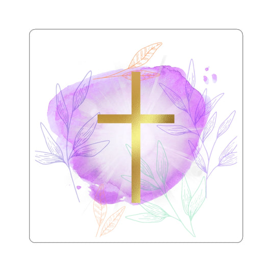 Spiritual Floral Kiss-Cut Stickers | Cross Design | Laptop Decor | Inspirational Gifts | Faith Decor | Modern Christian Art
