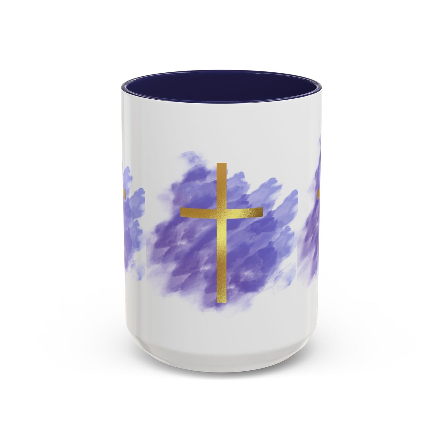 Faith-Inspired Accent Coffee Mug with Golden Cross, Religious Gift for Friends and Family, 11oz 15oz, Inspirational Church Mug, [...]