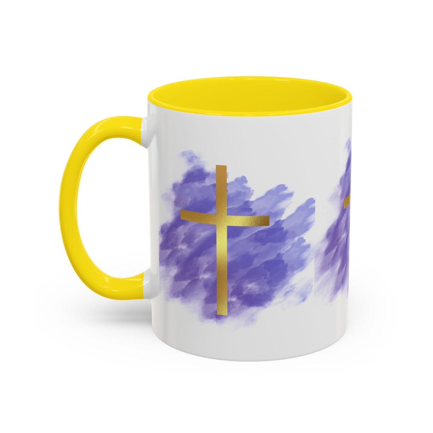 Faith-Inspired Accent Coffee Mug with Golden Cross, Religious Gift for Friends and Family, 11oz 15oz, Inspirational Church Mug, [...]