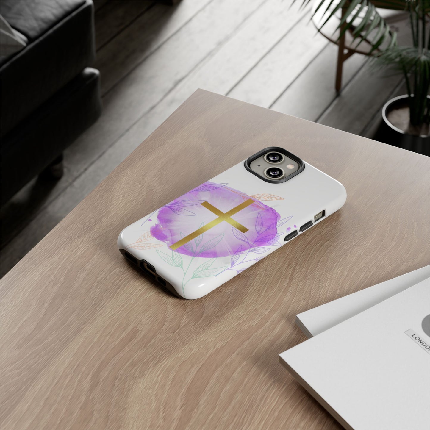 Christian Phone Case with Purple Floral Design, Tough and Stylish Smartphone Cover for Faith Lovers, Gift for Religious Friends, [...]