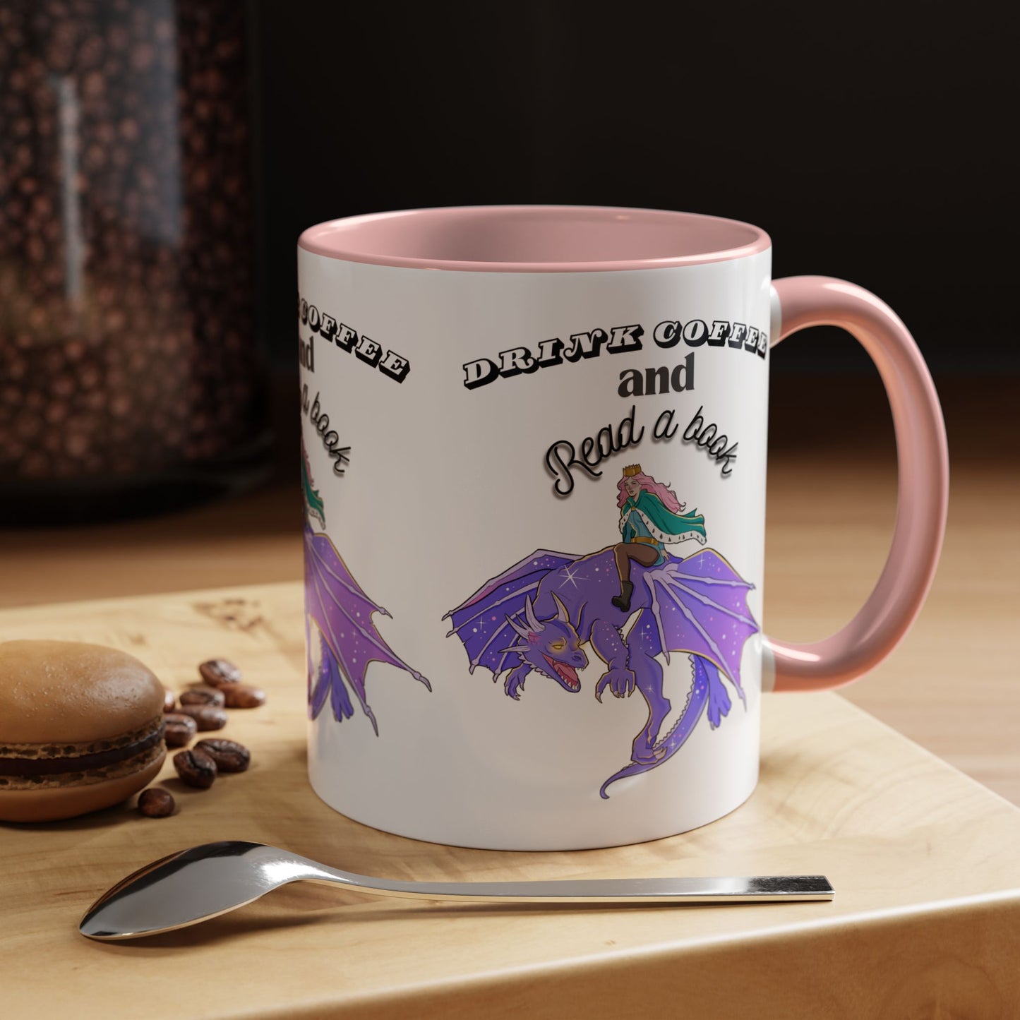 Fantasy Coffee Mug, Drink Coffee and Read a Book, Gift for Book Lovers, Dragon Themed Mug, Coffee Lover Gift, Reading Enthusiast