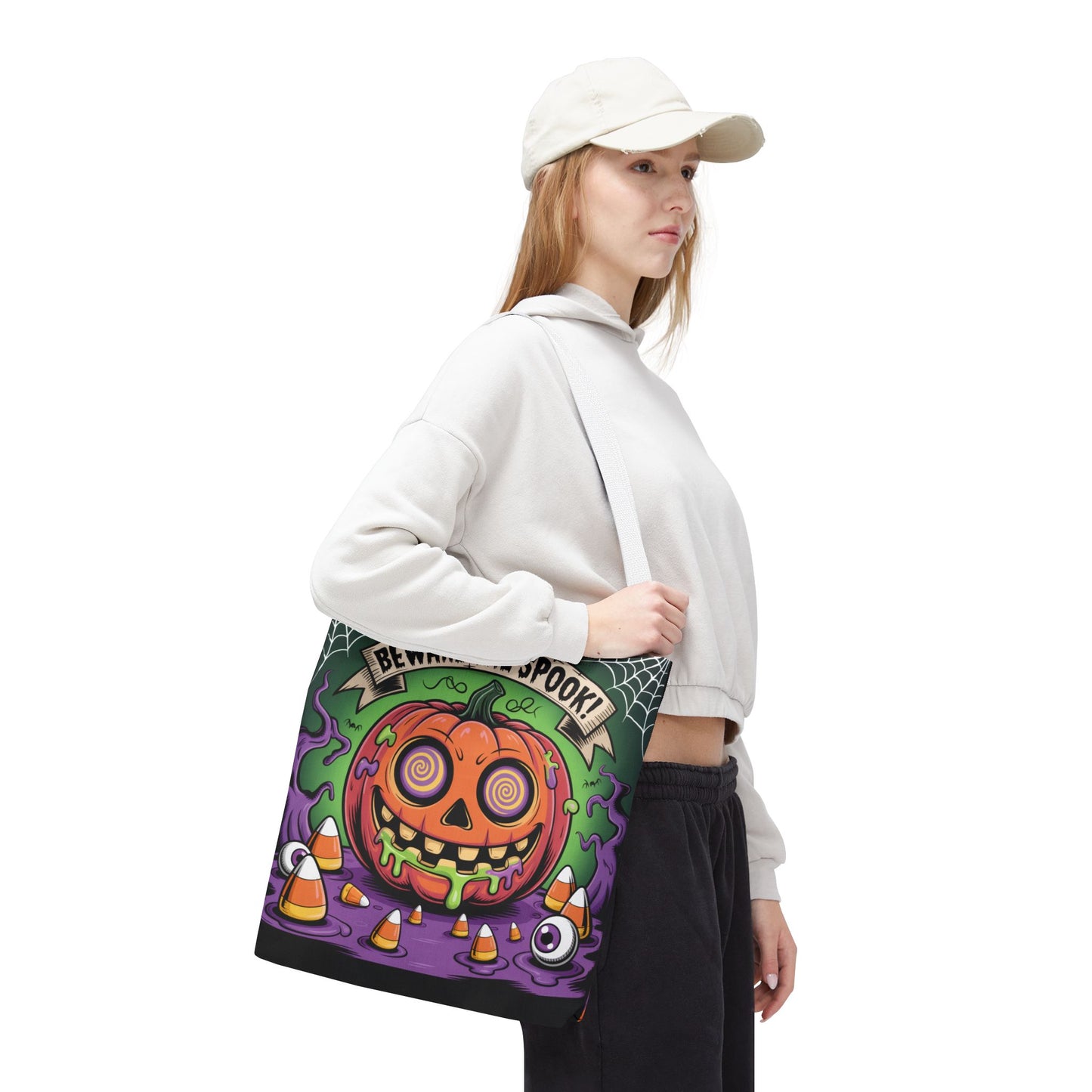 Halloween Tote Bag - Scary Fun, Trick or Treat, Pumpkin Design, Reusable Shopping Bag, Fall Decor, Spooky Spirit