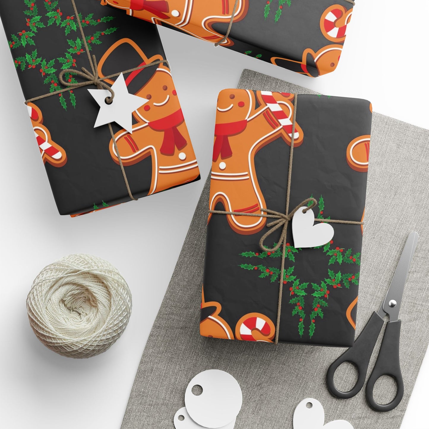 Festive Wrapping Paper - Holiday Cheer, Gift Wrap, Christmas Decor, Seasonal Wrap, Gingerbread Design, Reindeer Print, Celebration