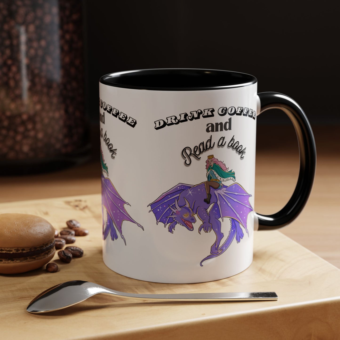 Fantasy Coffee Mug, Drink Coffee and Read a Book, Gift for Book Lovers, Dragon Themed Mug, Coffee Lover Gift, Reading Enthusiast