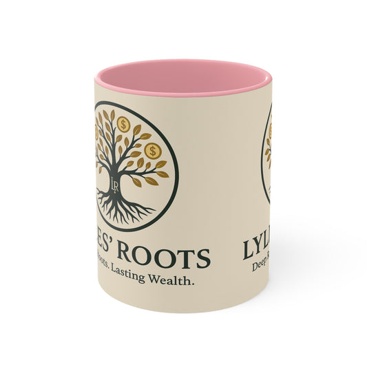 Lyles Roots of Wealth brand Accent Mug - Inspirational Coffee Cup for Financial Freedom, Gift for Entrepreneurs, Office Décor, Motivational Tea Cup