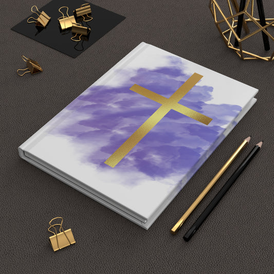 Elegant Purple Cross Hardcover Journal | Christian Notebook for Prayer, Devotion, Gift for Baptism, Confirmation, Daily Thoughts