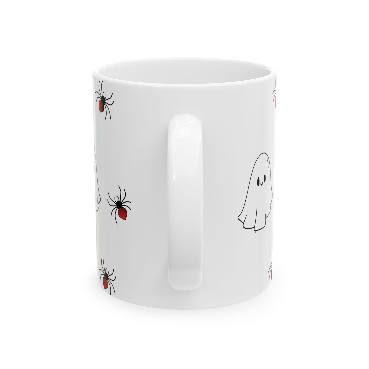 Cute Halloween Ghost and Spider Ceramic Mug, Spooky Coffee Cup, Halloween Decor, Ghost Lover Gift, 11oz, 15oz