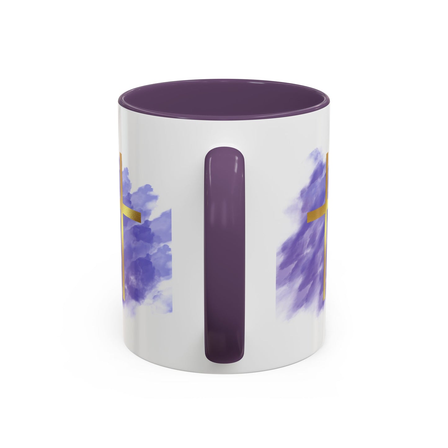 Faith-Inspired Accent Coffee Mug with Golden Cross, Religious Gift for Friends and Family, 11oz 15oz, Inspirational Church Mug, [...]