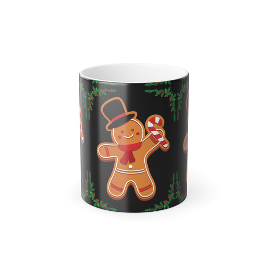 Gingerbread Man Color-Changing Mug, Holiday Gift, Christmas Decor, Creative Coffee Mug, Family Surprise, Festive Kitchenware