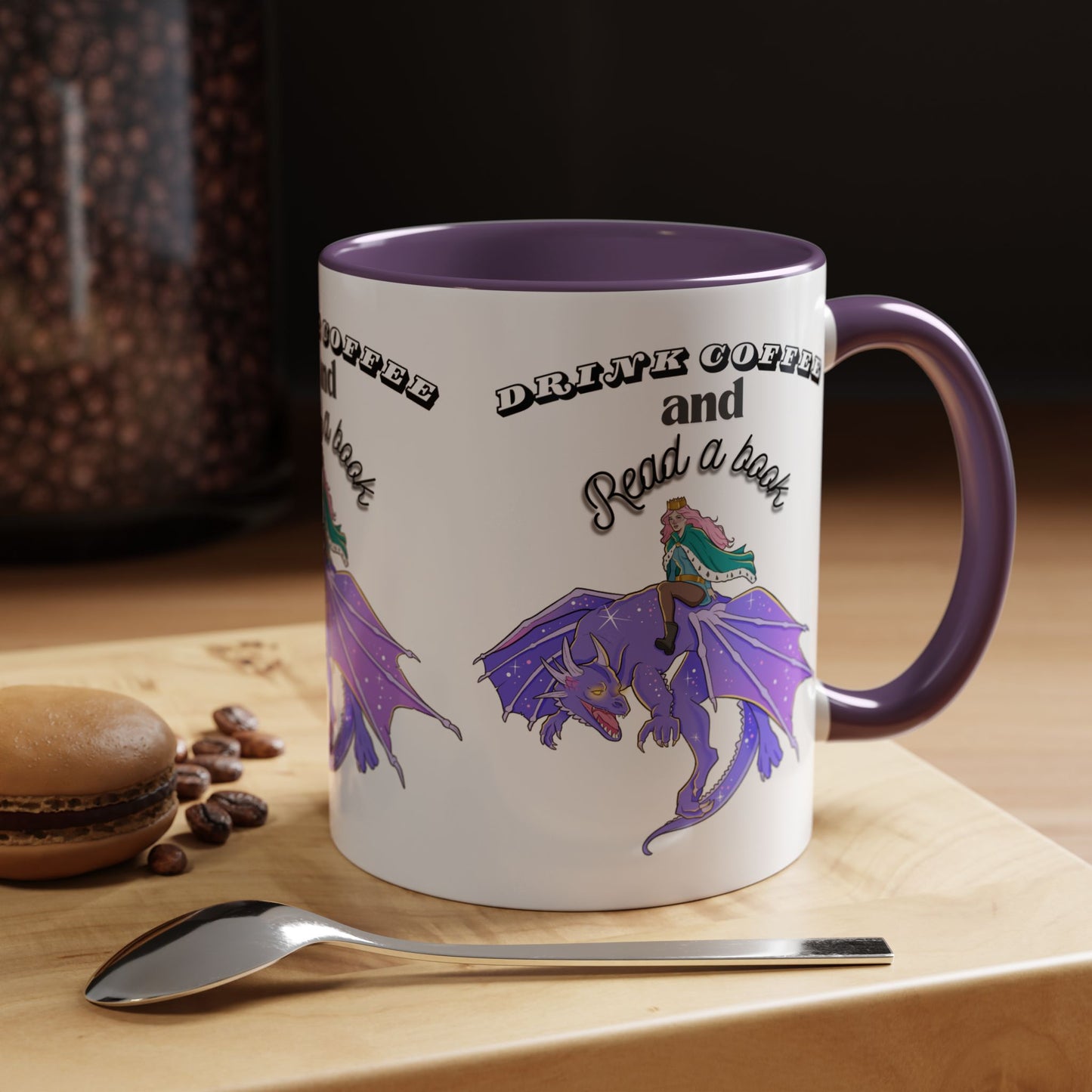 Fantasy Coffee Mug, Drink Coffee and Read a Book, Gift for Book Lovers, Dragon Themed Mug, Coffee Lover Gift, Reading Enthusiast
