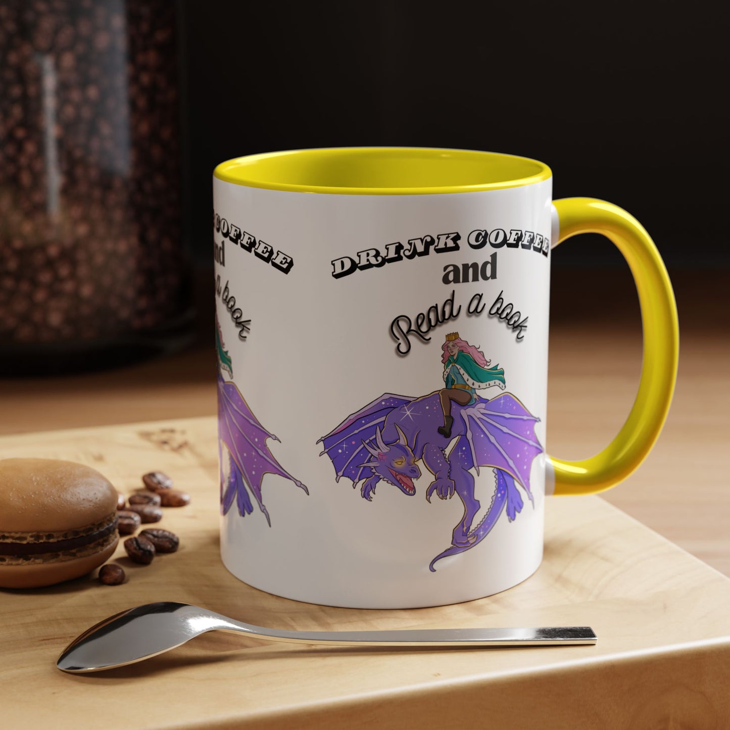 Fantasy Coffee Mug, Drink Coffee and Read a Book, Gift for Book Lovers, Dragon Themed Mug, Coffee Lover Gift, Reading Enthusiast