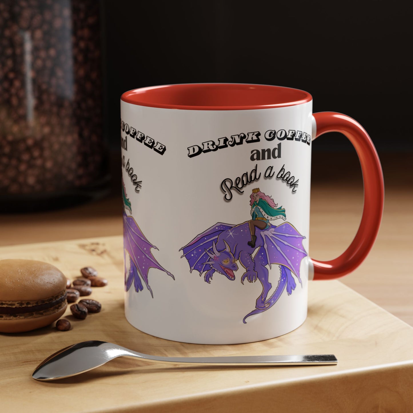 Fantasy Coffee Mug, Drink Coffee and Read a Book, Gift for Book Lovers, Dragon Themed Mug, Coffee Lover Gift, Reading Enthusiast