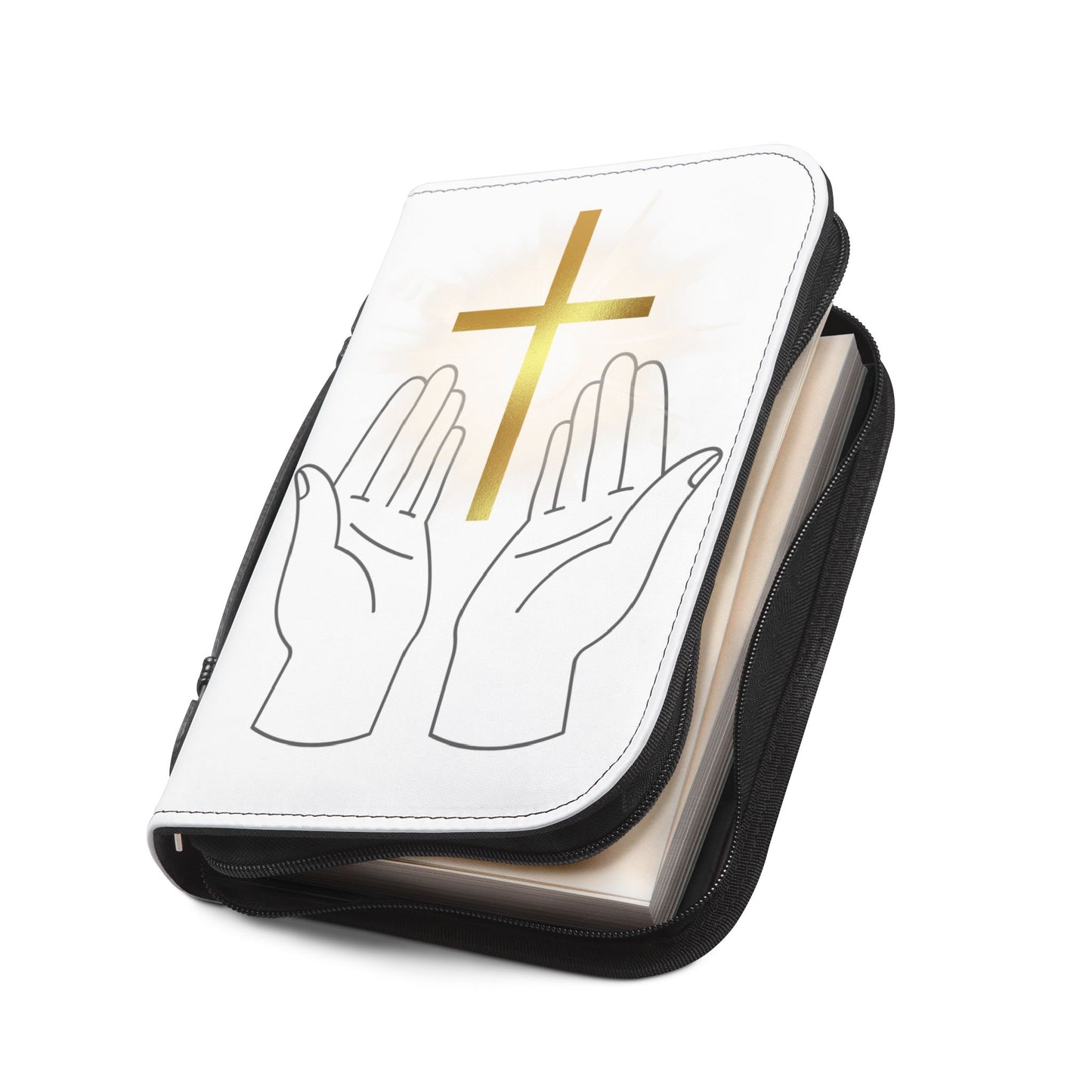 Christian Bible Cover with Cross and Hands, Religious Gifts, Church Supplies, Inspirational Accessories, Baptism or Confirmation