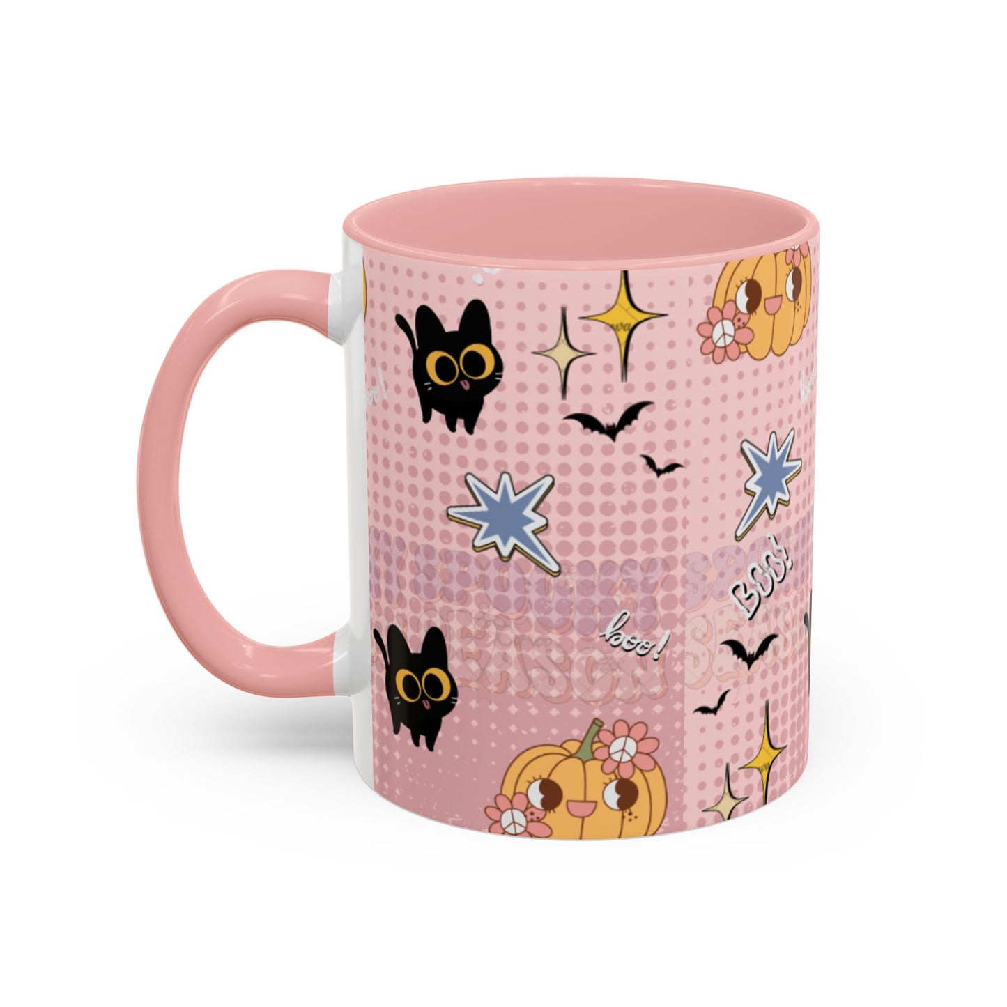 Whimsical Halloween Accent Coffee Mug, Cute Cat & Pumpkin Design, Perfect Gift for Cat Lovers, Holiday Decor, Spooky Season