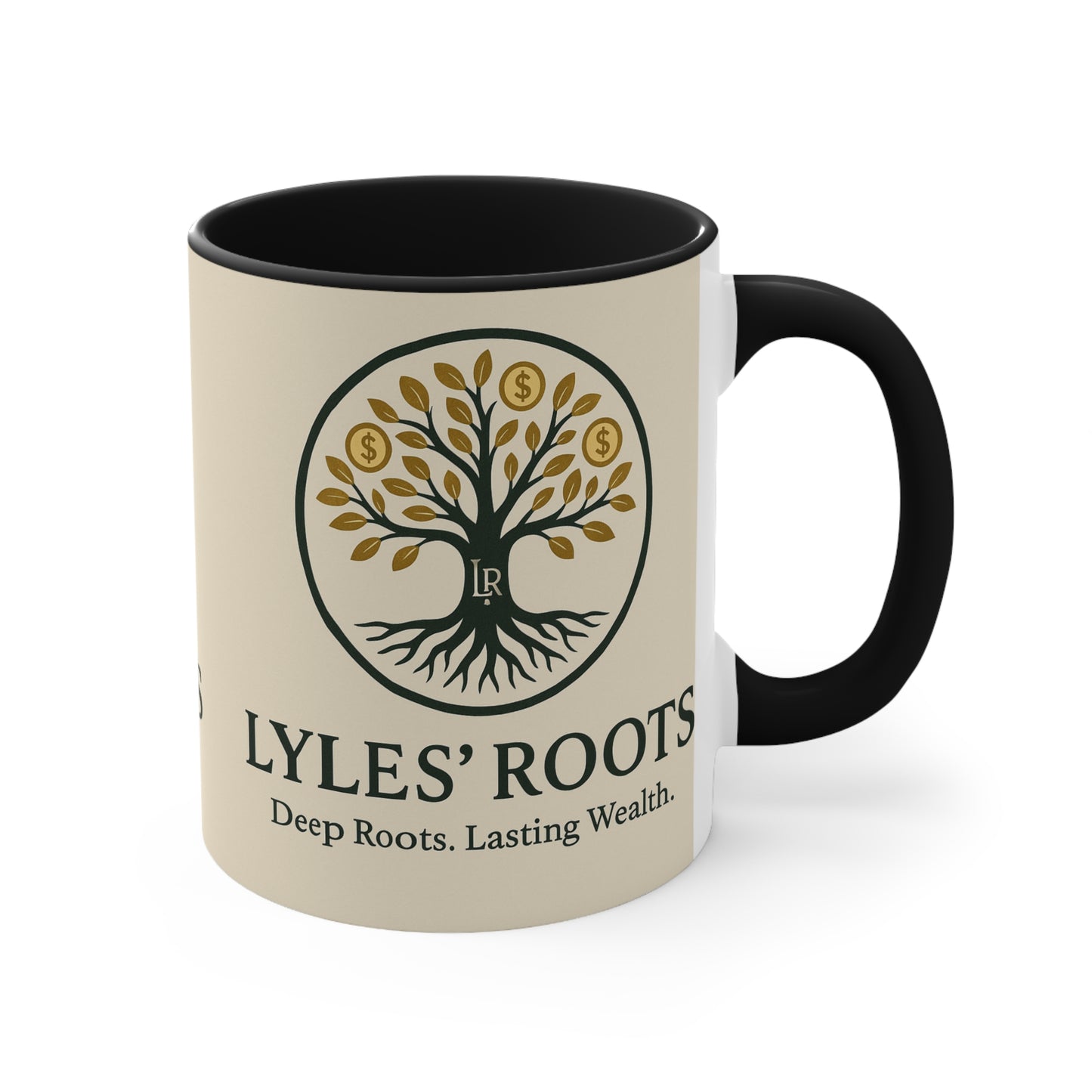 Lyles Roots of Wealth brand Accent Mug - Inspirational Coffee Cup for Financial Freedom, Gift for Entrepreneurs, Office Décor, Motivational Tea Cup