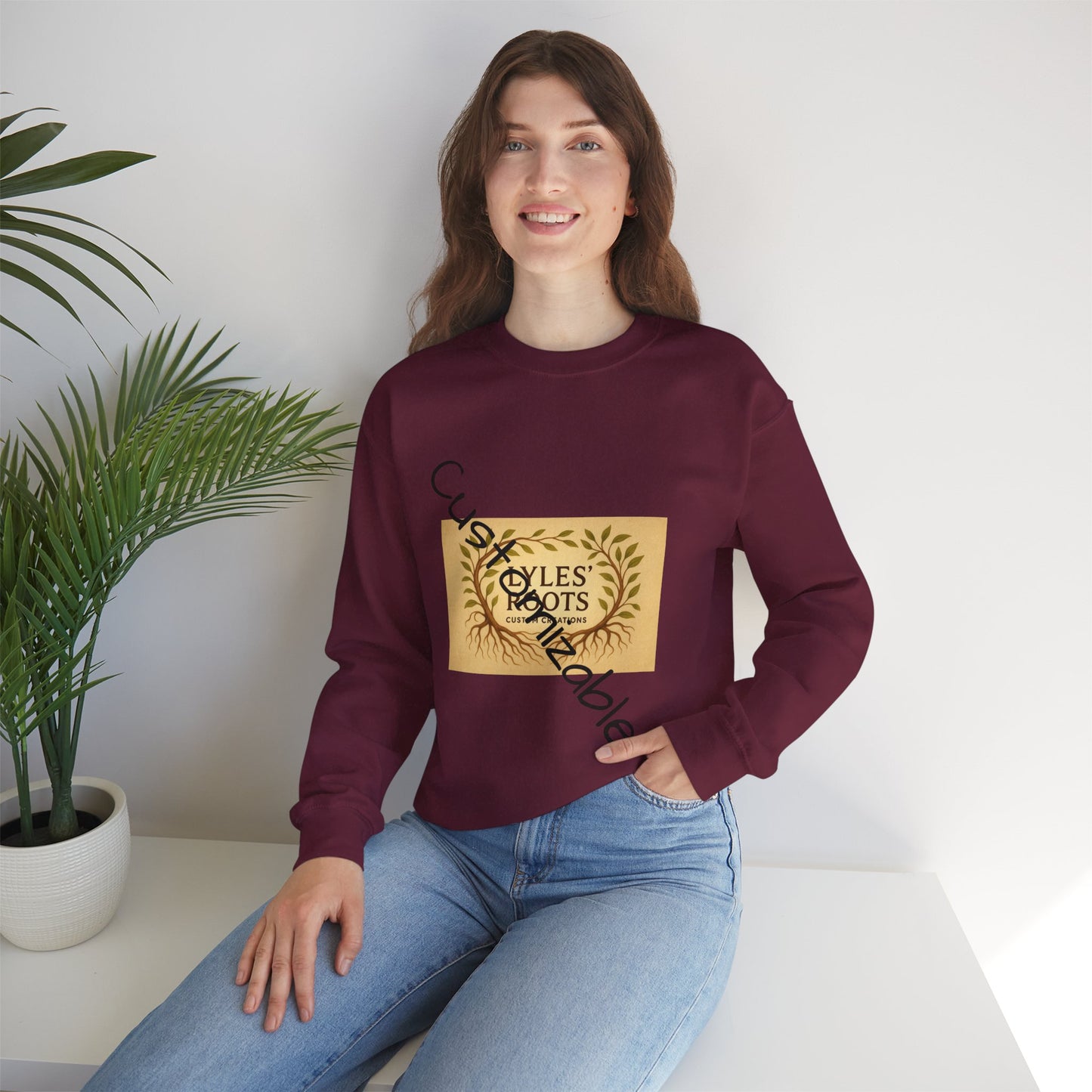 Vintage-Inspired Cozy Crewneck Sweatshirt — Customizable Embroidery