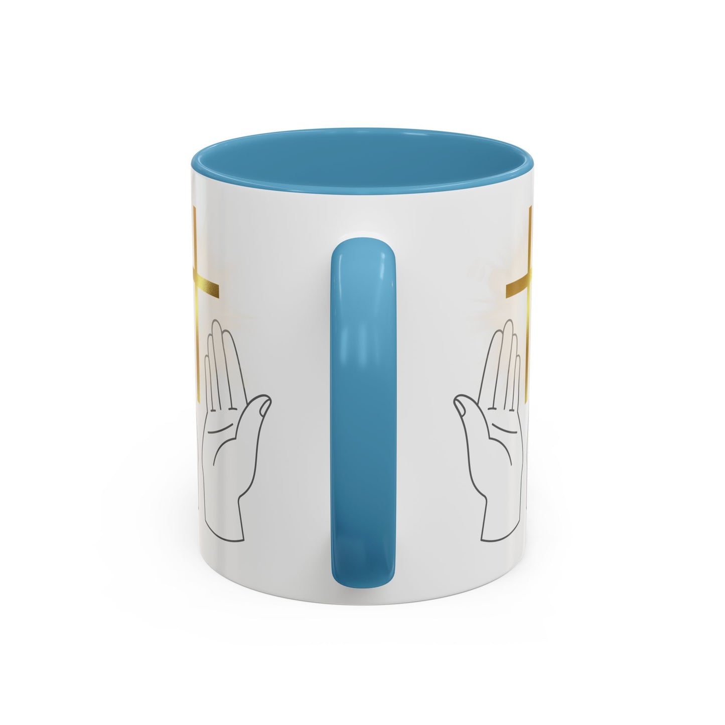 Faith-Inspired Accent Coffee Mug with Hands and Cross - Perfect Gift for Spiritual Gatherings, Daily Motivation, and Religious Celebrations