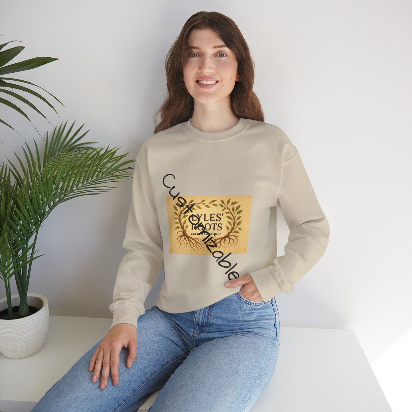 Vintage-Inspired Cozy Crewneck Sweatshirt — Customizable Embroidery