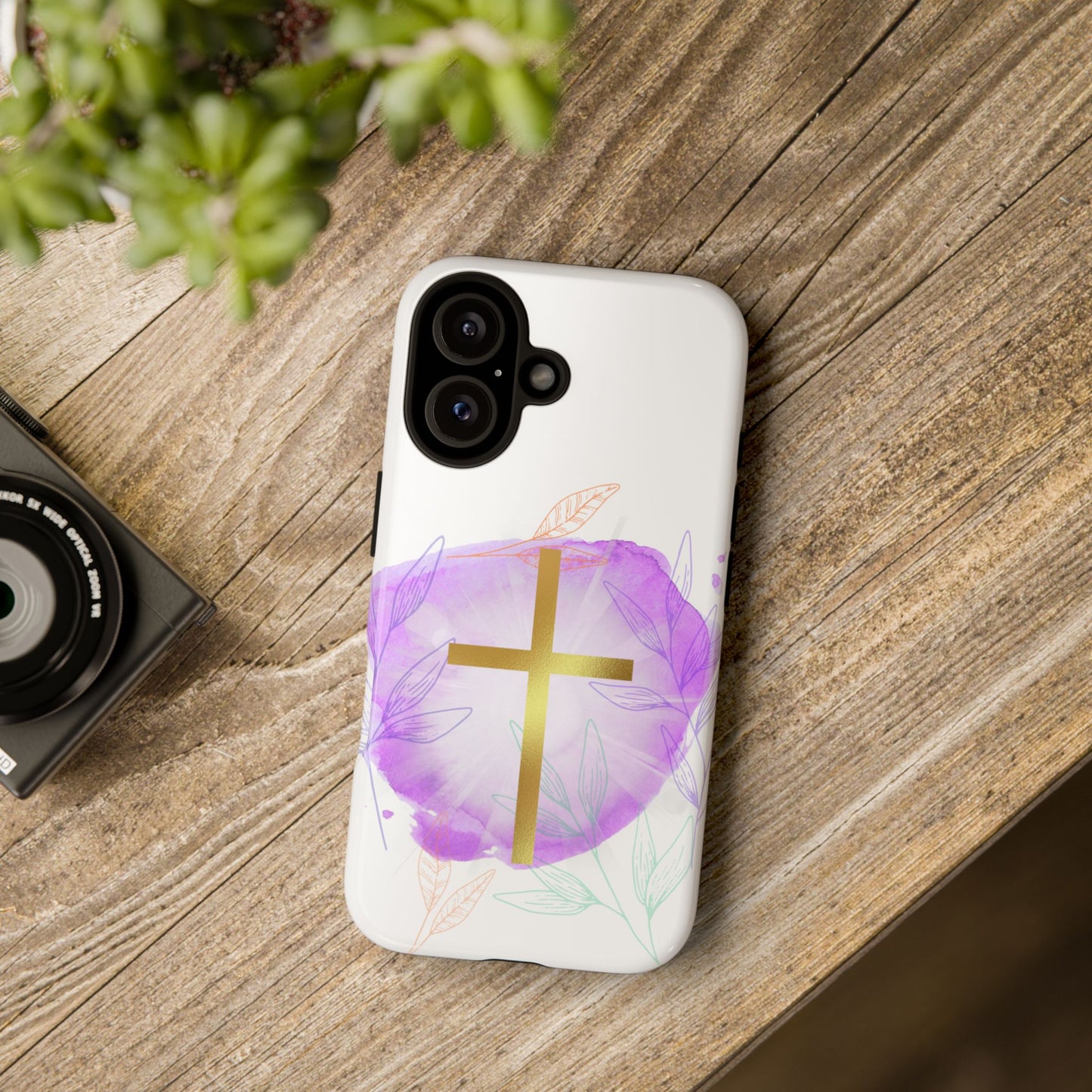 Christian Phone Case with Purple Floral Design, Tough and Stylish Smartphone Cover for Faith Lovers, Gift for Religious Friends, [...]