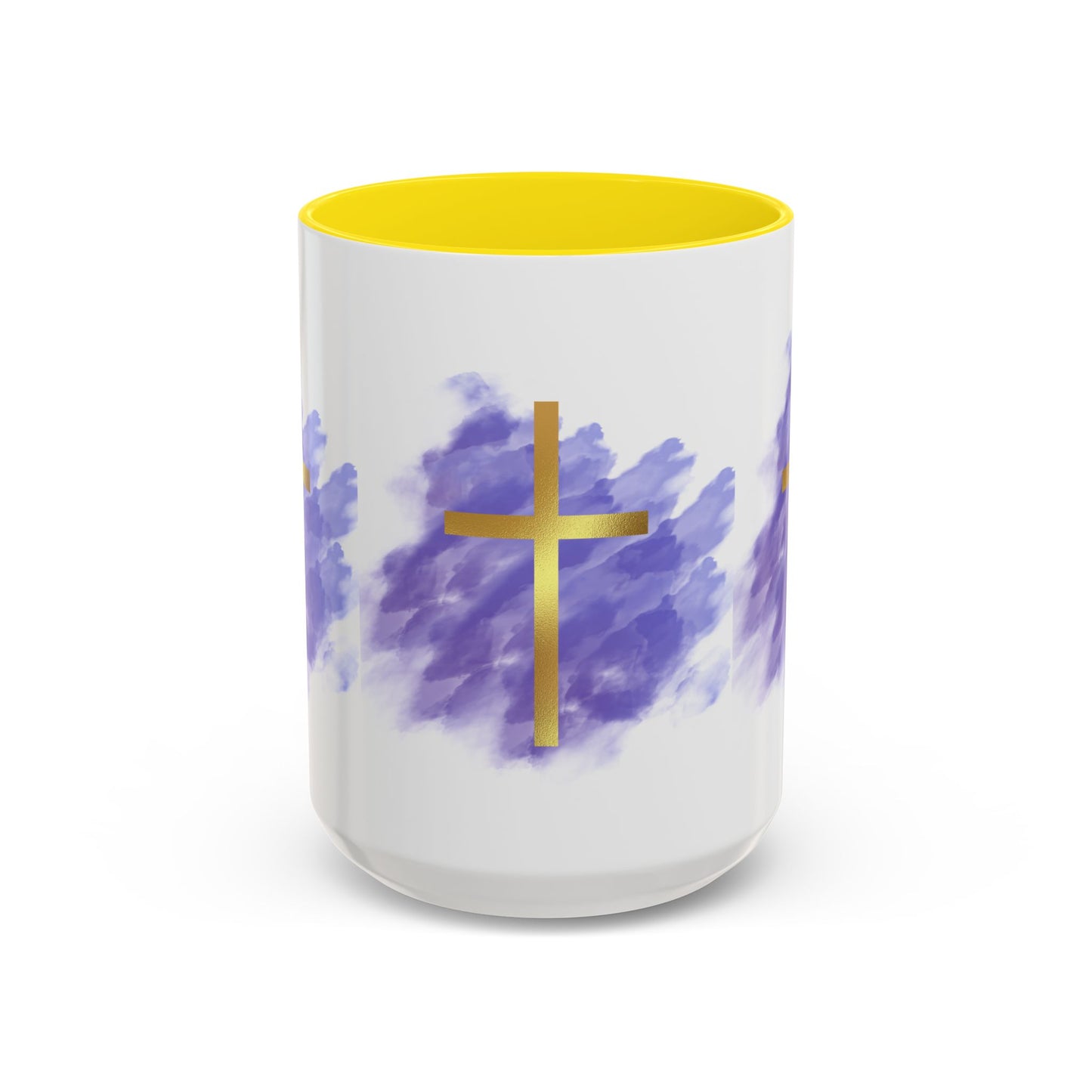 Faith-Inspired Accent Coffee Mug with Golden Cross, Religious Gift for Friends and Family, 11oz 15oz, Inspirational Church Mug, [...]