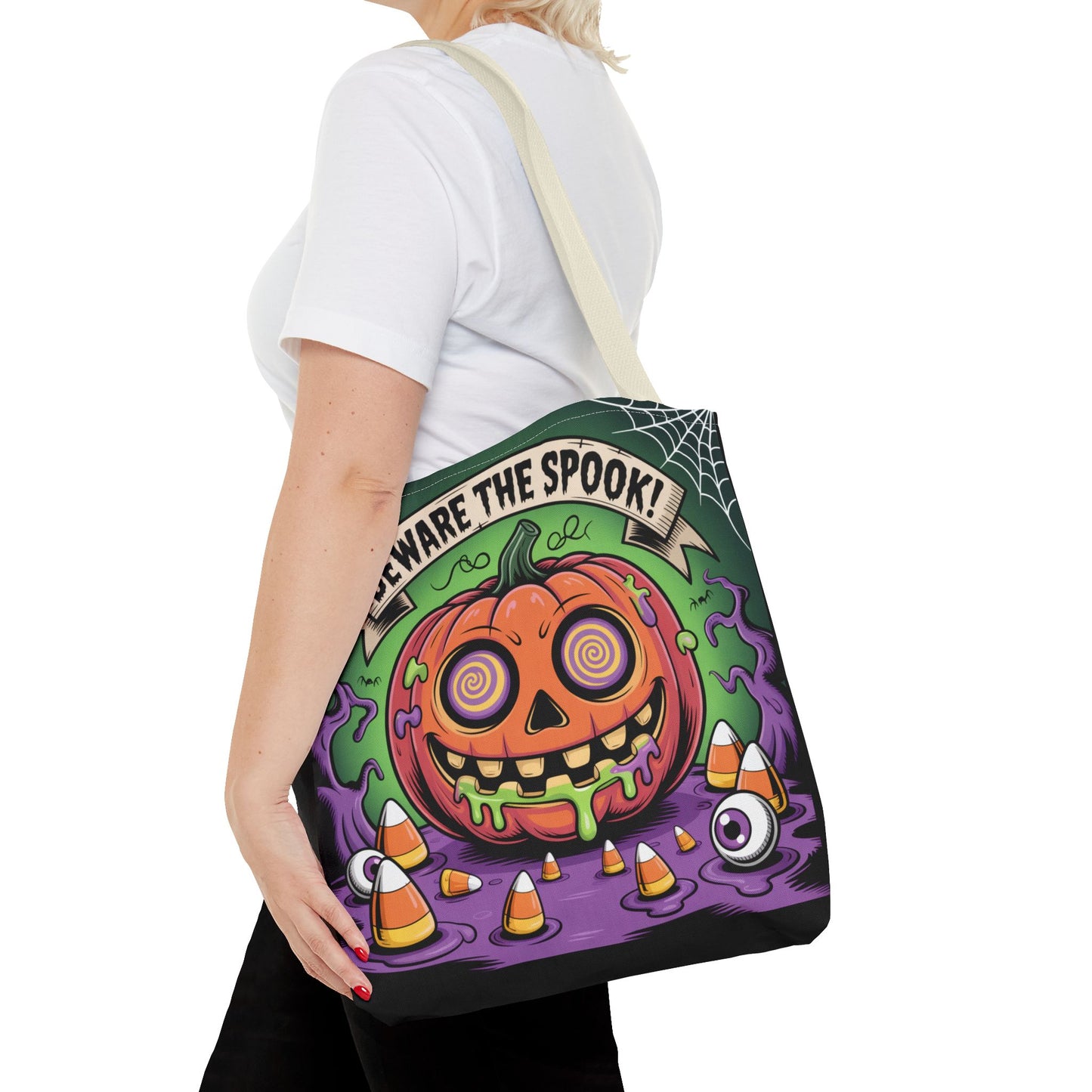 Halloween Tote Bag - Scary Fun, Trick or Treat, Pumpkin Design, Reusable Shopping Bag, Fall Decor, Spooky Spirit
