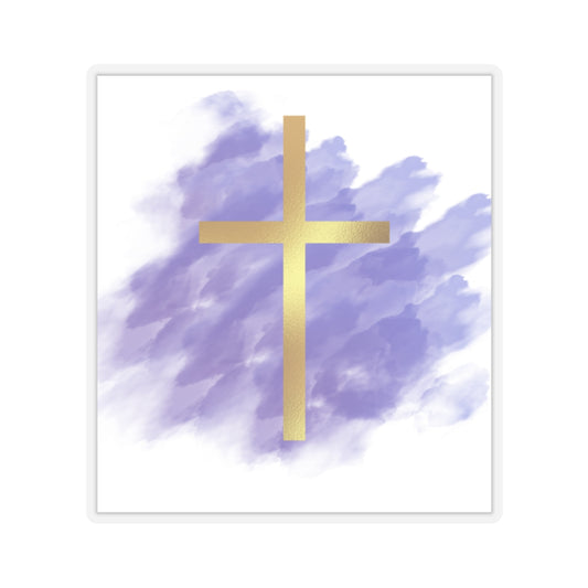 Elegant Christian Cross Kiss-Cut Stickers, Faith Decals, Inspirational Stickers, Religious Art, Laptop Decor